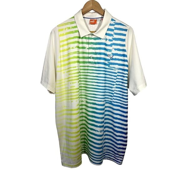 PUMA Men's Tullymore Short Sleeve Golf Polo Shirt White Size Extra Extra Large - Picture 1 of 11